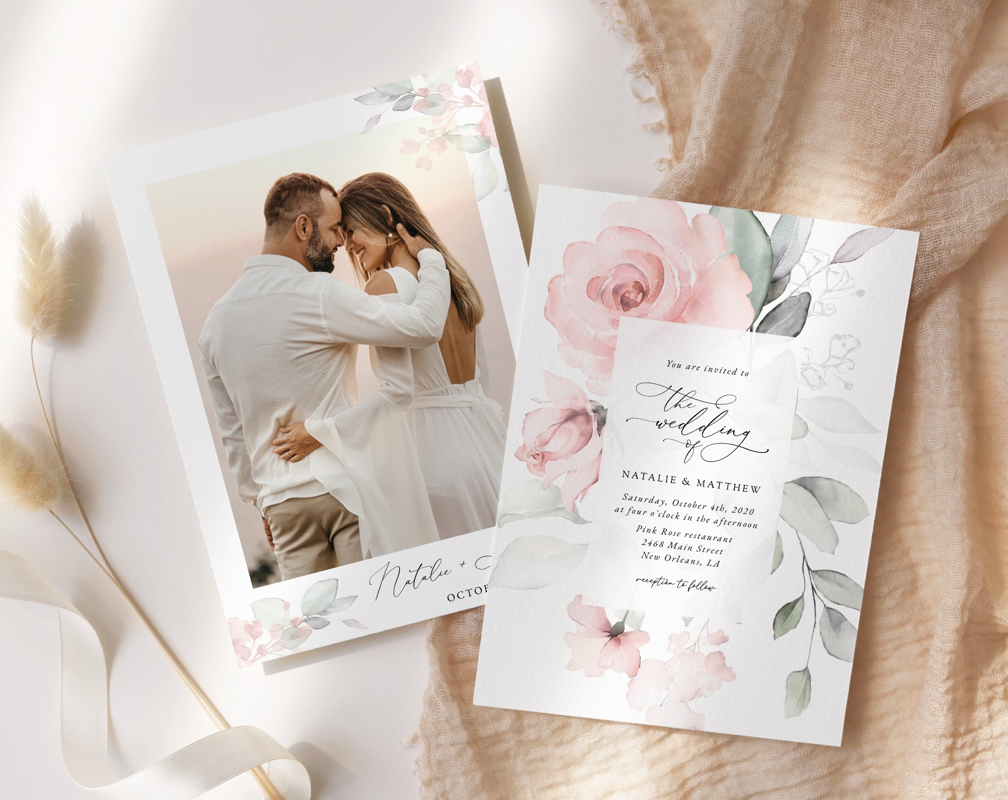 Blush Pink Flowers Wedding Invitation Set, Wedding Stationery, Printable File, Edit Yourself, SH47 Blush Pink Flowers Wedding Invitation Set, Wedding Stationery, Printable File, Edit Yourself, SH47