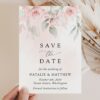 Blush Pink Flowers Save the Date, Wedding Stationery, Printable File, Edit Yourself, SH47 Blush Pink Flowers Save the Date, Wedding Stationery, Printable File, Edit Yourself, SH47