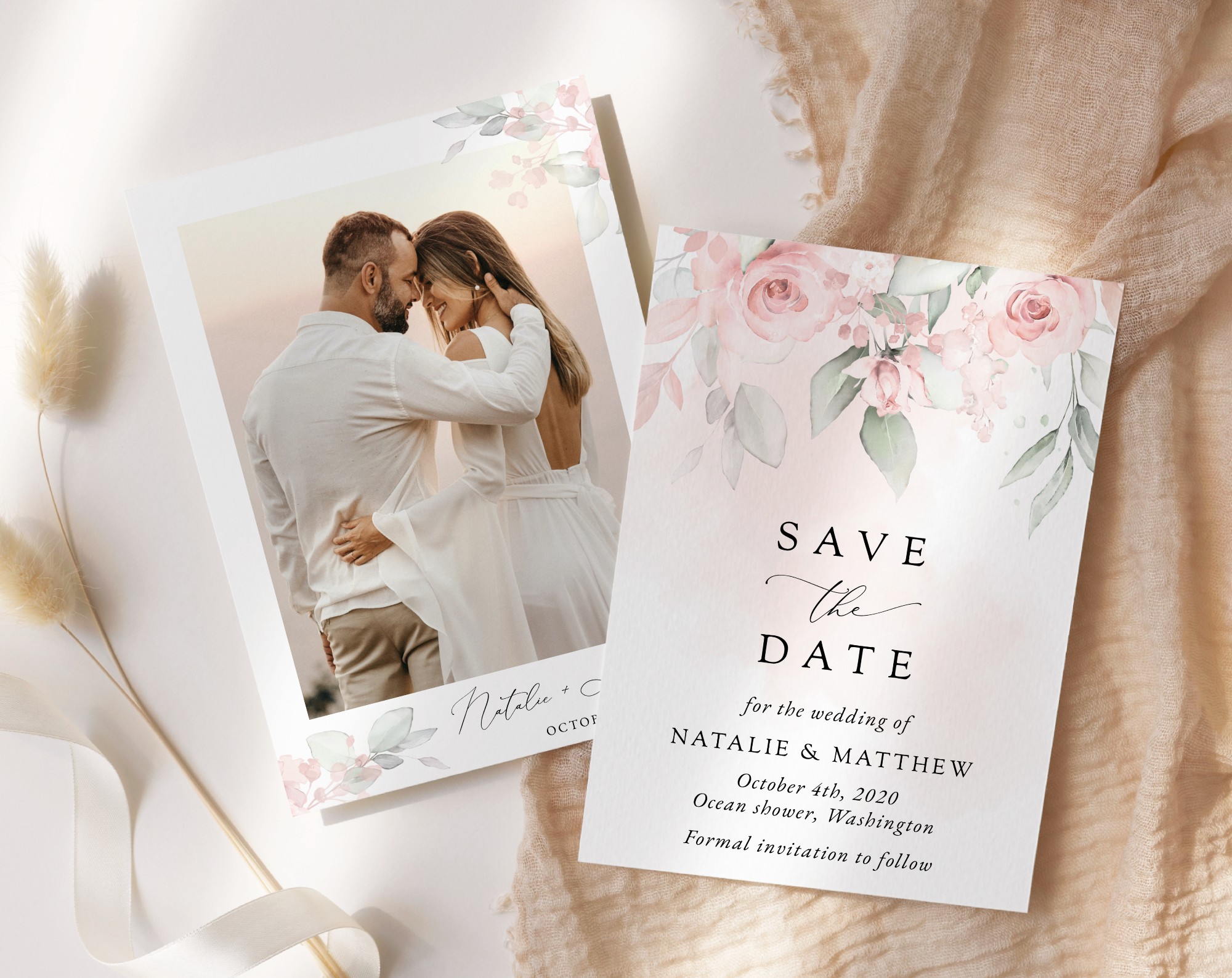 Blush Pink Flowers Save the Date, Wedding Stationery, Printable File, Edit Yourself, SH47 Blush Pink Flowers Save the Date, Wedding Stationery, Printable File, Edit Yourself, SH47