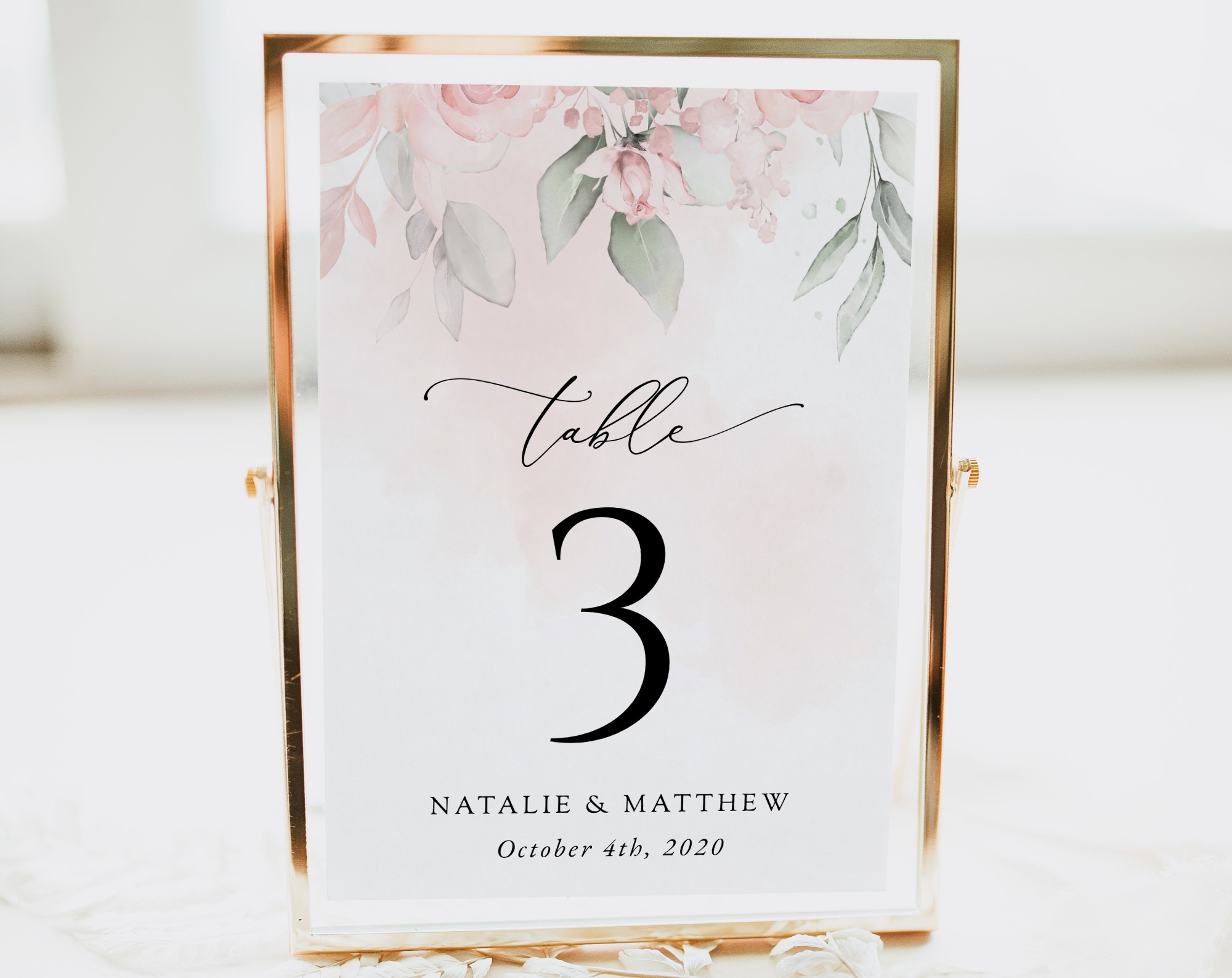 Blush Pink Flowers Table Number Sign, Wedding Sign, Printable File, Edit Yourself, SH47 Blush Pink Flowers Table Number Sign, Wedding Sign, Printable File, Edit Yourself, SH47