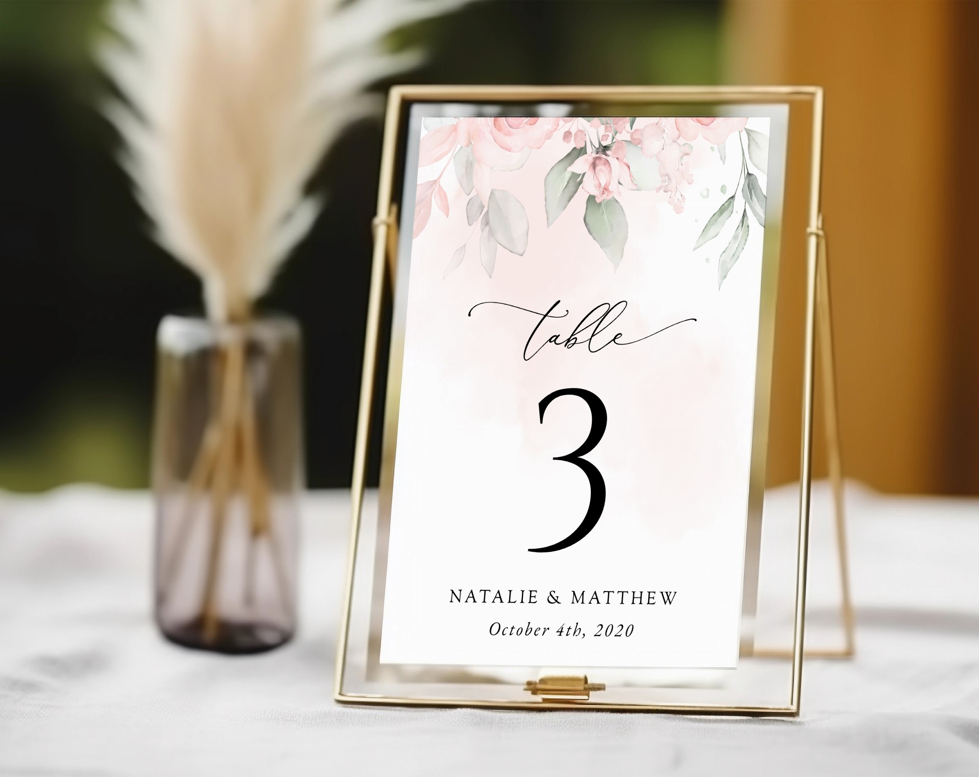 Blush Pink Flowers Table Number Sign, Wedding Sign, Printable File, Edit Yourself, SH47 Blush Pink Flowers Table Number Sign, Wedding Sign, Printable File, Edit Yourself, SH47