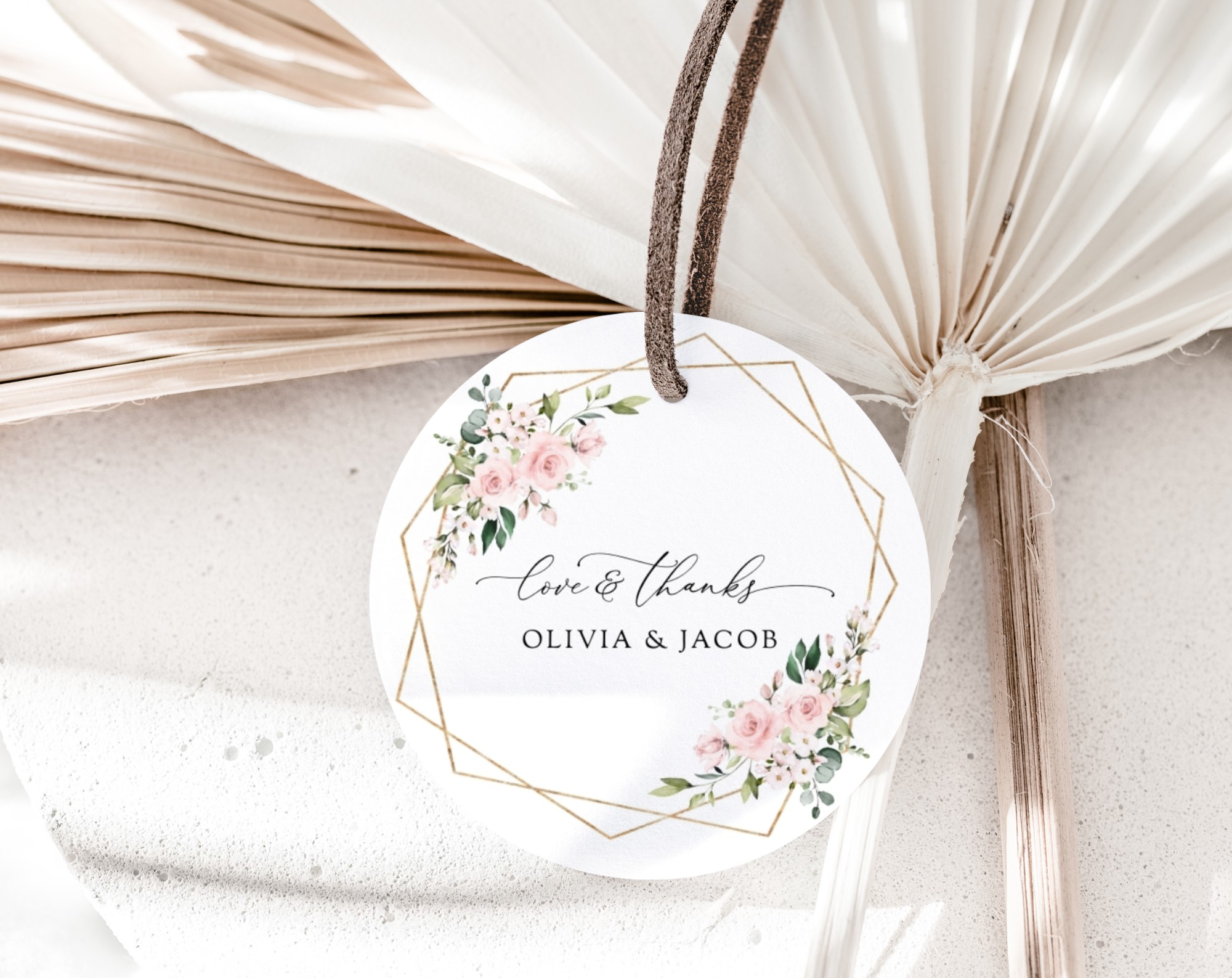 Pink Flowers Favor Tags, Gift Tags, Party Tags, Wedding, Printable File, Edit Yourself, SH48