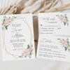 Pink Flowers Wedding Invitation Suite, Wedding Stationery, Printable File, Edit Yourself, SH48