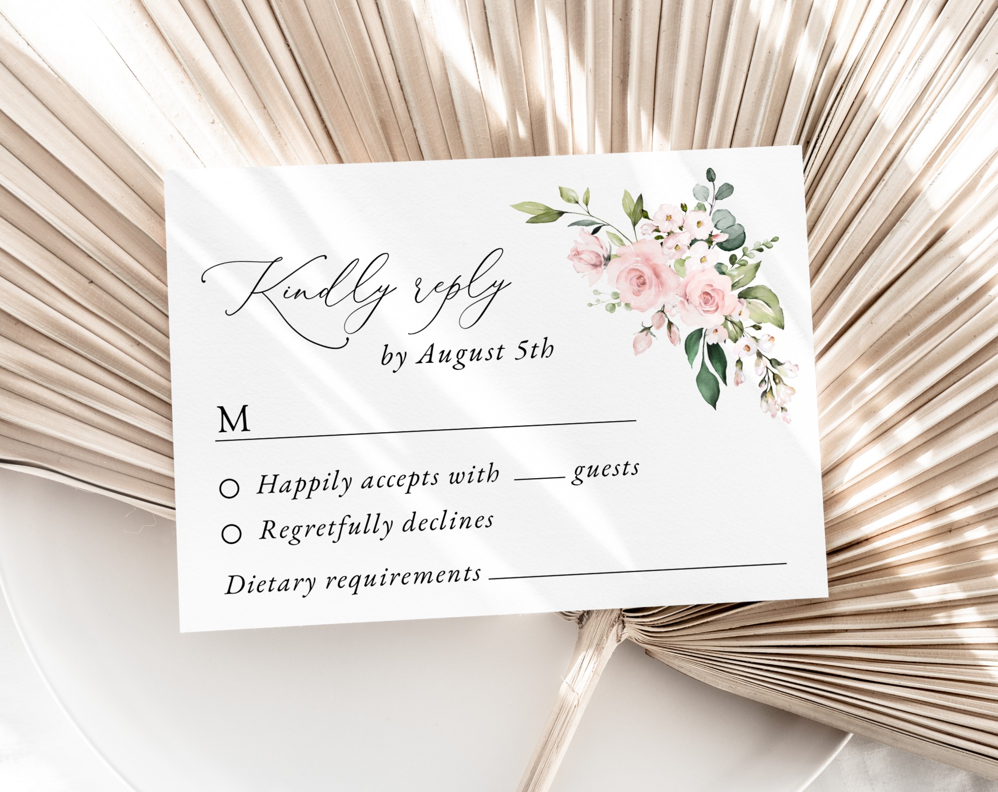 Pink Flowers Wedding Invitation Suite, Wedding Stationery, Printable File, Edit Yourself, SH48