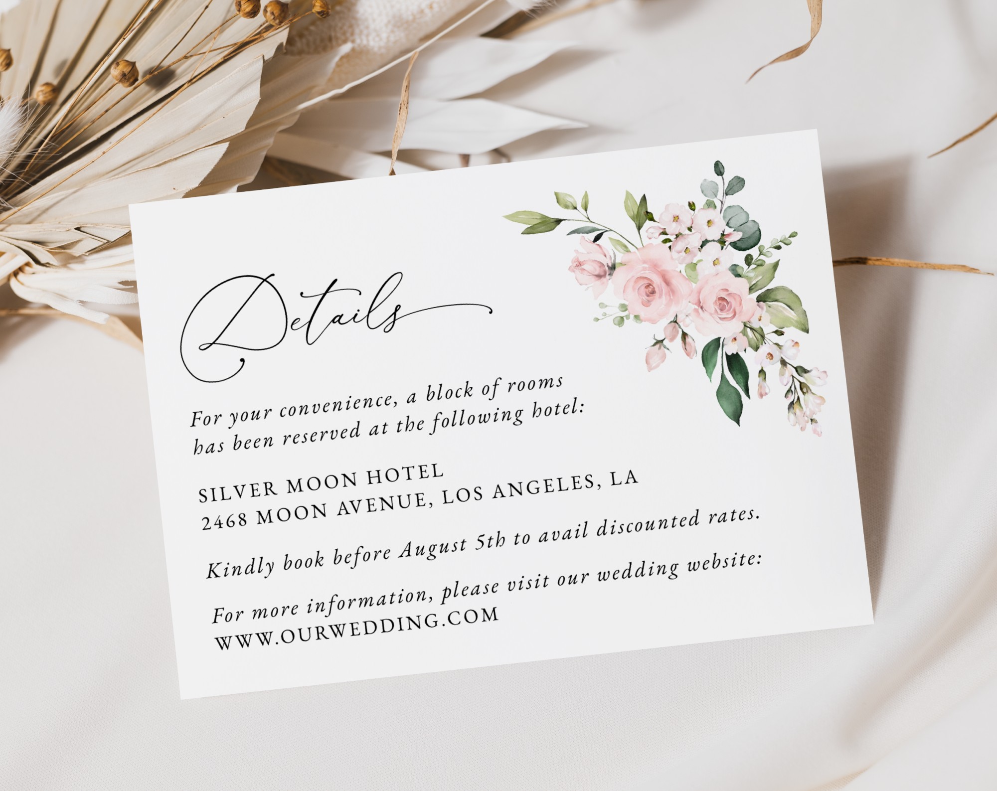 Pink Flowers Wedding Invitation Suite, Wedding Stationery, Printable File, Edit Yourself, SH48