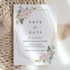 Pink Flowers Save the Date, Wedding Stationery, Printable File, Edit Yourself, SH48