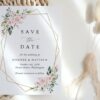 Pink Flowers Save the Date, Wedding Stationery, Printable File, Edit Yourself, SH48