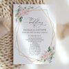 Pink Flowers Wedding Program, Wedding Stationery, Printable File, Edit Yourself, SH48