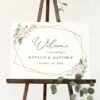 Pink Flowers Welcome Sign, Wedding Sign, Printable File, Edit Yourself, SH48 Pink Flowers Welcome Sign, Wedding Sign, Printable File, Edit Yourself, SH48