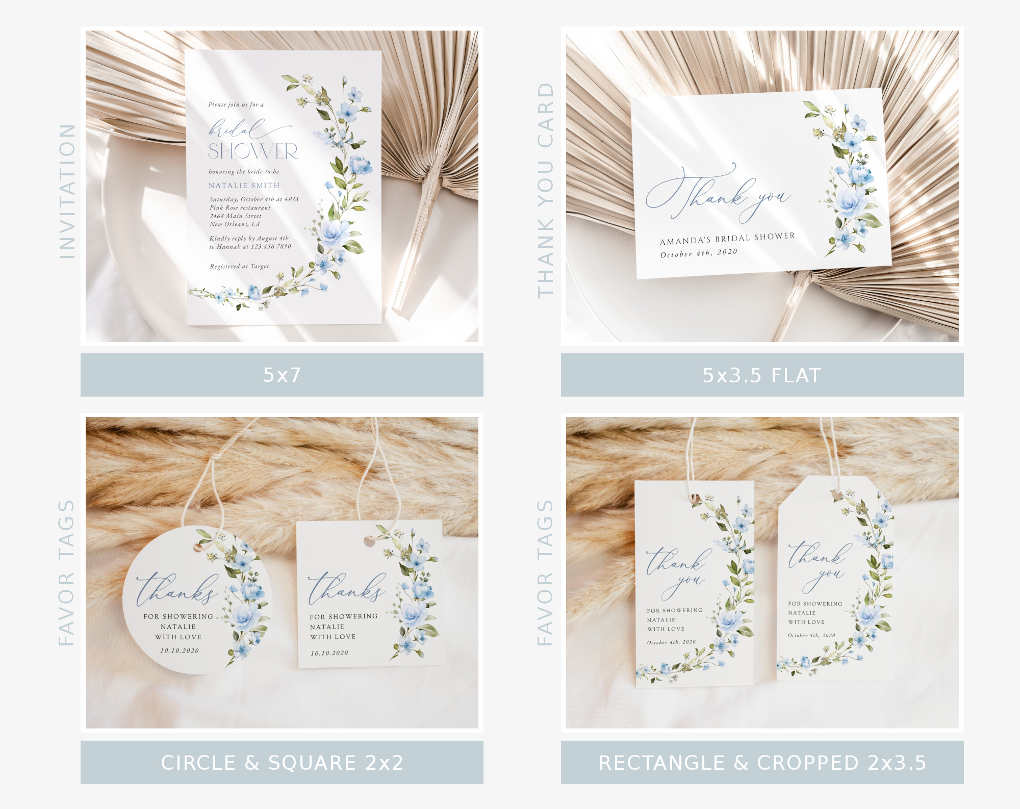Blue Flowers Bridal Shower Bundle, Printable File, Edit Yourself, SH49 Blue Flowers Bridal Shower Bundle, Printable File, Edit Yourself, SH49