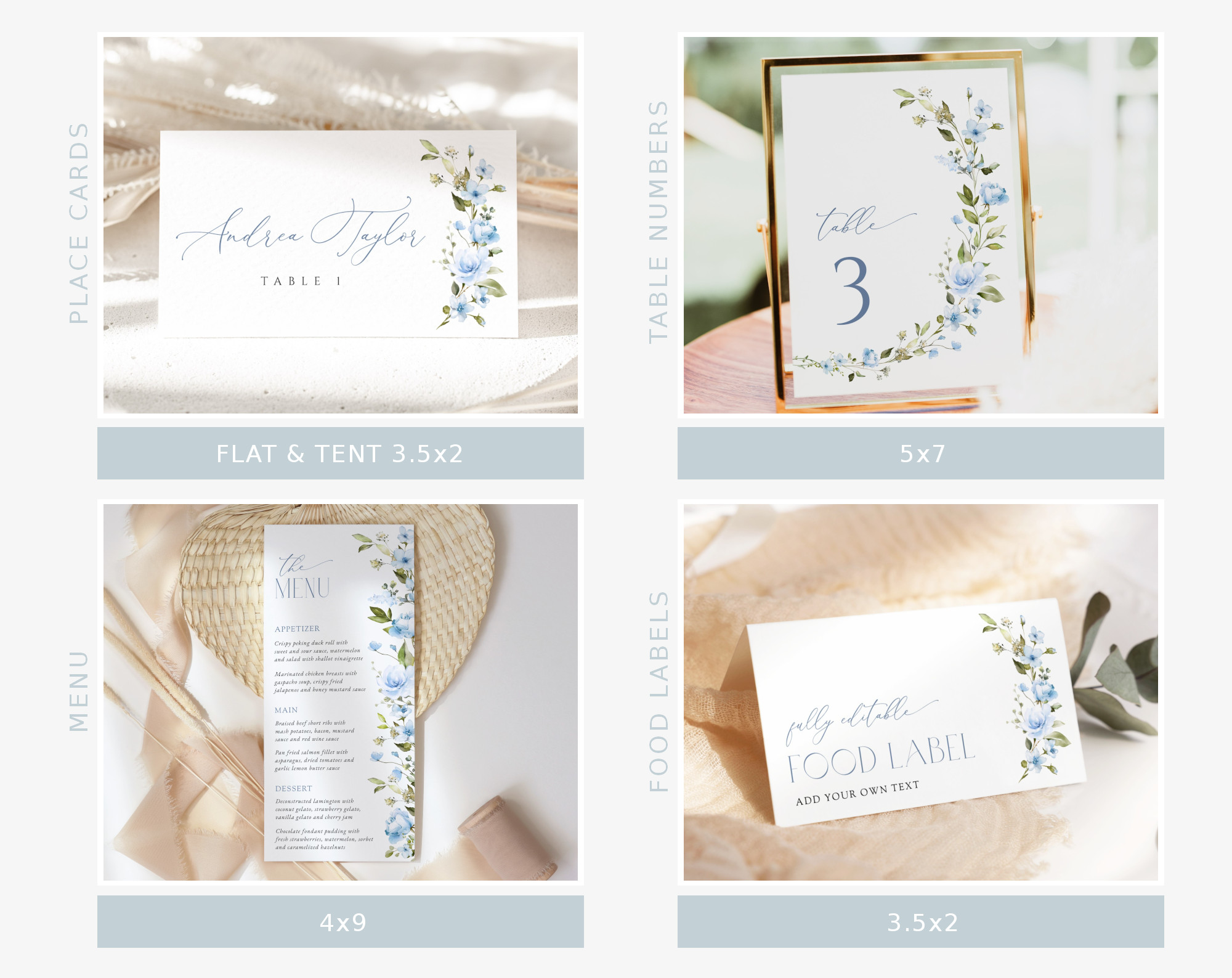 Blue Flowers Bridal Shower Bundle, Printable File, Edit Yourself, SH49 Blue Flowers Bridal Shower Bundle, Printable File, Edit Yourself, SH49