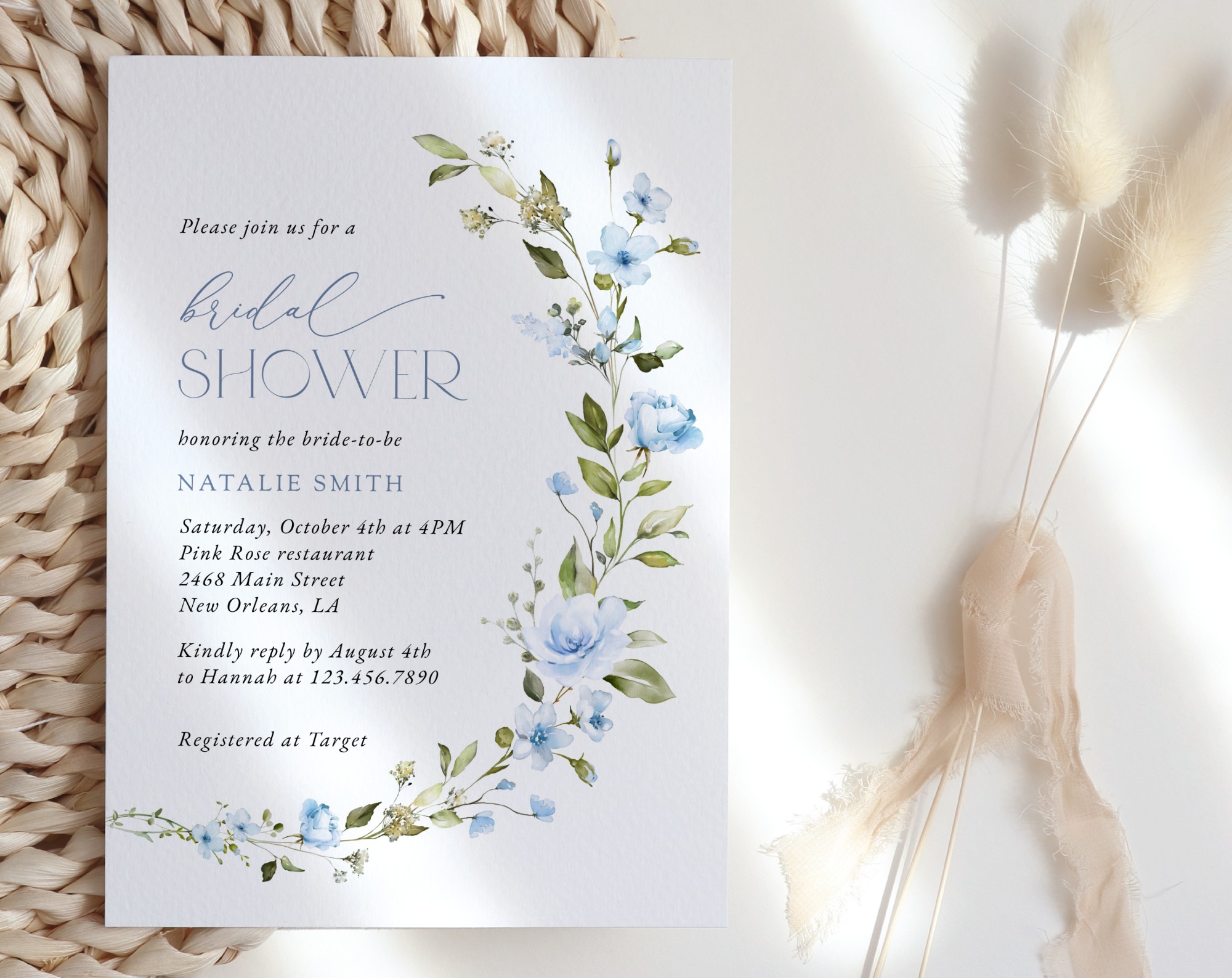 Blue Flowers Bridal Shower Invitation, Bridal Stationery, Printable File, Edit Yourself, SH49 Blue Flowers Bridal Shower Invitation, Bridal Stationery, Printable File, Edit Yourself, SH49