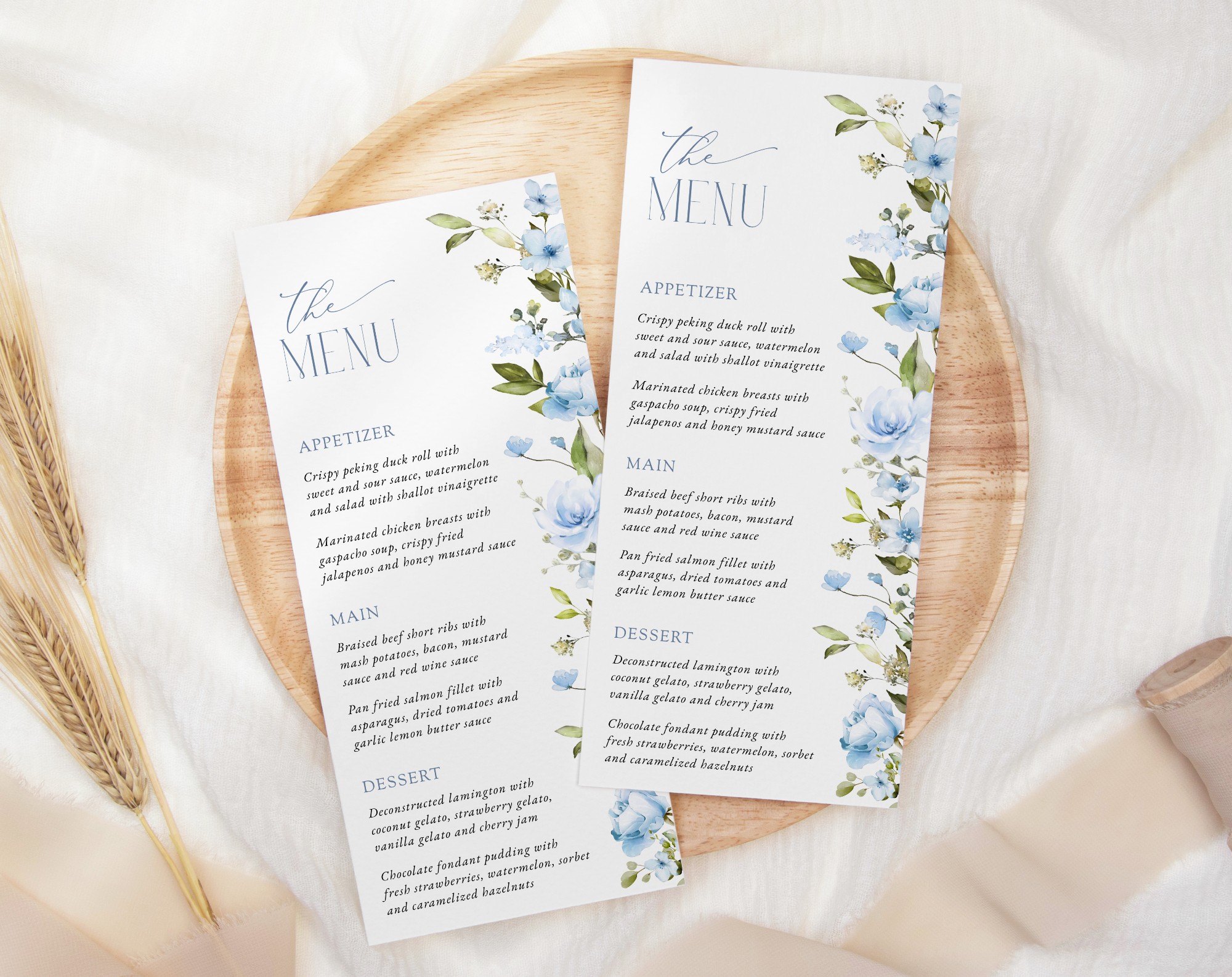 Blue Flowers Menu, Bridal Shower Stationery, Printable File, Edit Yourself, SH49 Blue Flowers Menu, Bridal Shower Stationery, Printable File, Edit Yourself, SH49