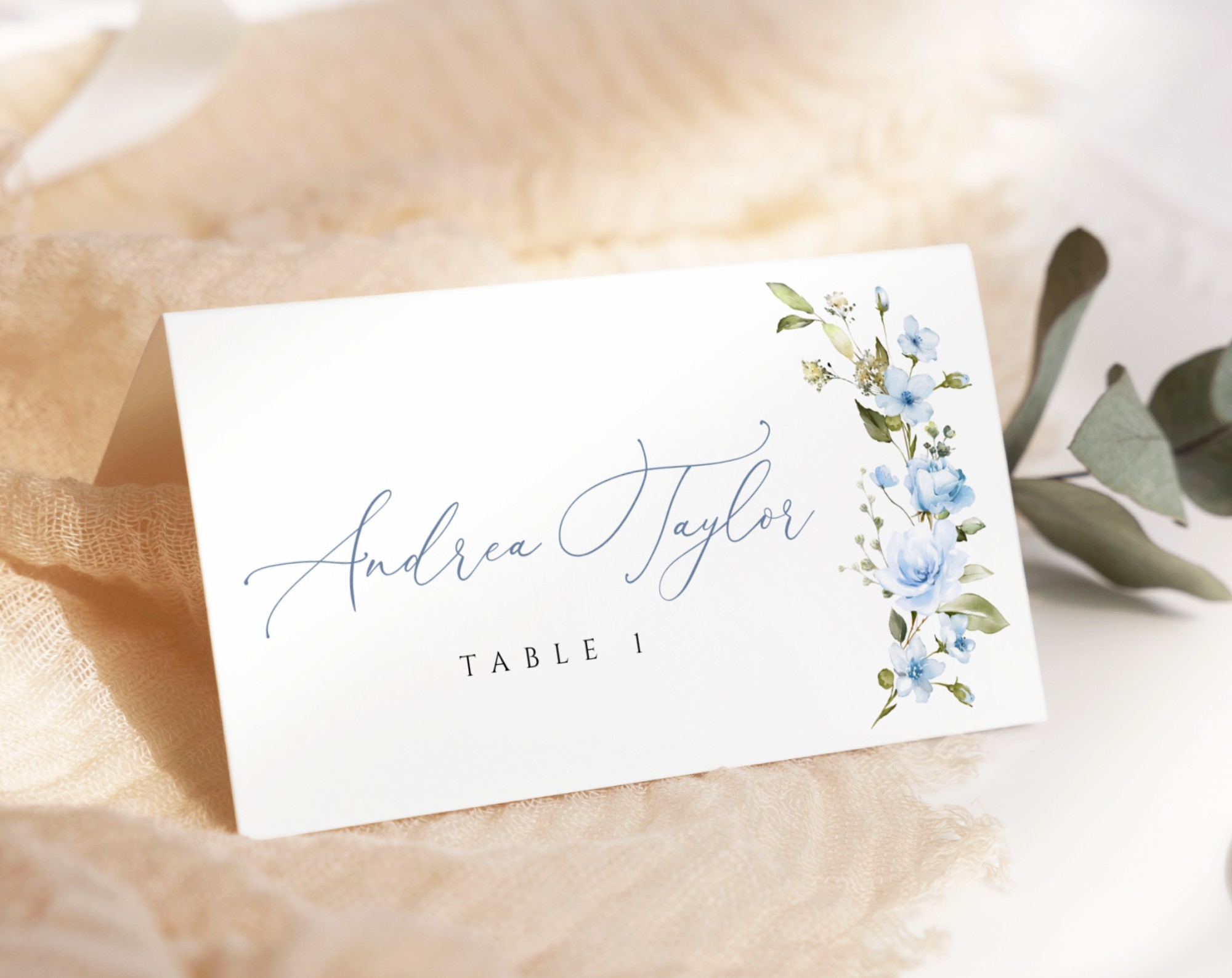 Blue Flowers Place Card, Bridal Shower Stationery, Printable File, Edit Yourself, SH49 Blue Flowers Place Card, Bridal Shower Stationery, Printable File, Edit Yourself, SH49