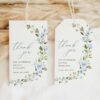 Blue Flowers Favor Tags, Gift Tags, Party Tags, Bridal Shower, Printable File, Edit Yourself, SH49