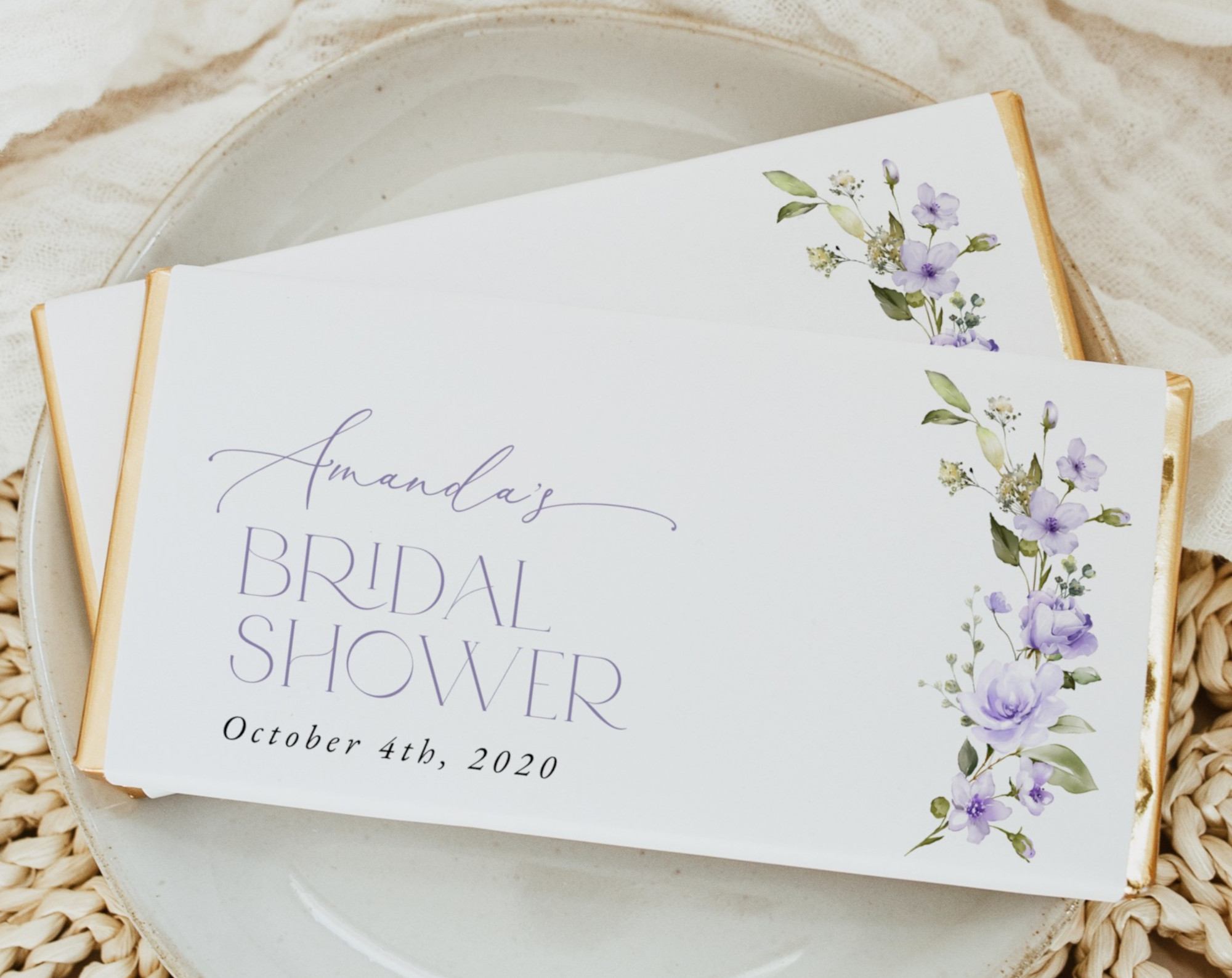 Purple Flowers Chocolate Bar Wrapper, Candy Bar Wrapper, Bridal Shower, Printable File, Edit Yourself, SH50 Purple Flowers Chocolate Bar Wrapper, Candy Bar Wrapper, Bridal Shower, Printable File, Edit Yourself, SH50