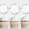 Purple Flowers Cupcake Toppers, Bridal Shower Decoration, Printable File, Edit Yourself, SH50