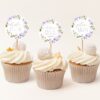 Purple Flowers Cupcake Toppers, Bridal Shower Decoration, Printable File, Edit Yourself, SH50