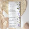 Purple Flowers Menu, Bridal Shower Stationery, Printable File, Edit Yourself, SH50