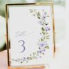 Purple Flowers Table Number Sign, Bridal Shower Sign, Printable File, Edit Yourself, SH50