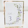 Purple Flowers Table Number Sign, Bridal Shower Sign, Printable File, Edit Yourself, SH50