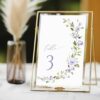 Purple Flowers Table Number Sign, Bridal Shower Sign, Printable File, Edit Yourself, SH50