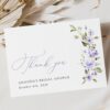 Purple Flowers Thank You Card, Bridal Shower Stationery, Printable File, Edit Yourself, SH50 Purple Flowers Thank You Card, Bridal Shower Stationery, Printable File, Edit Yourself, SH50