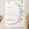 Purple Flowers Welcome Sign, Bridal Shower Sign, Printable File, Edit Yourself, SH50