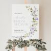 Purple Flowers Welcome Sign, Bridal Shower Sign, Printable File, Edit Yourself, SH50