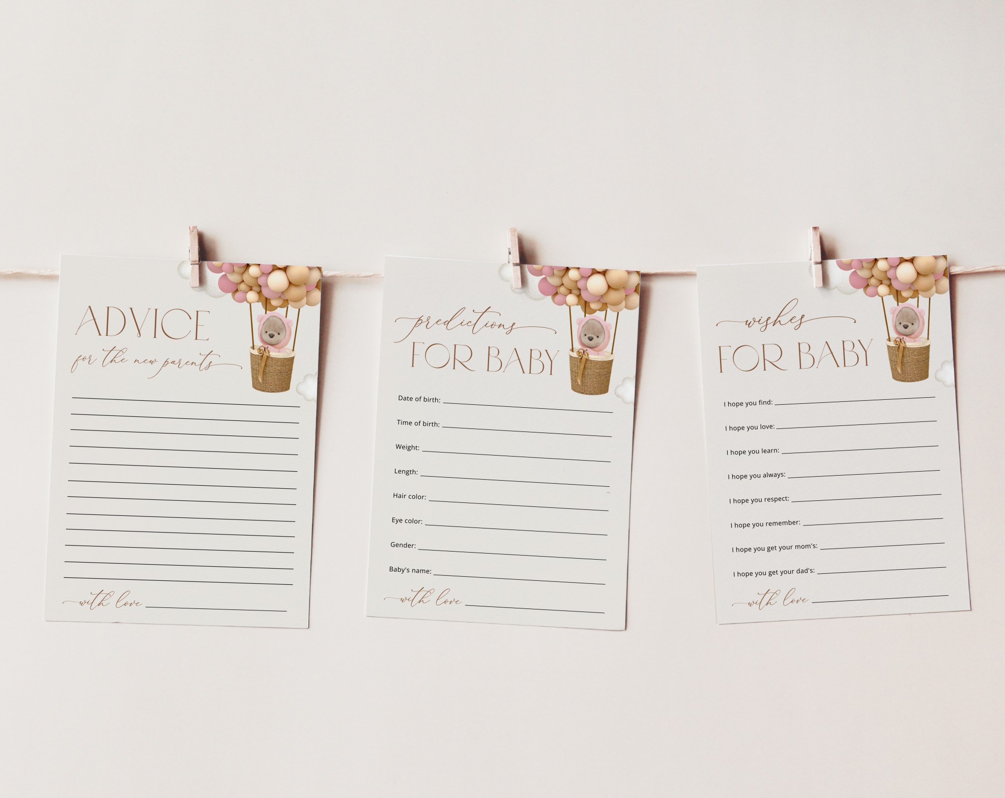 Bear and Pink Balloons Baby Shower Games, Set of 3 Games, Advice Predictions Wishes, Girl Baby Shower, Printable File, Edit Yourself, SH51 Bear and Pink Balloons Baby Shower Games, Set of 3 Games, Advice Predictions Wishes, Girl Baby Shower, Printable File, Edit Yourself, SH51