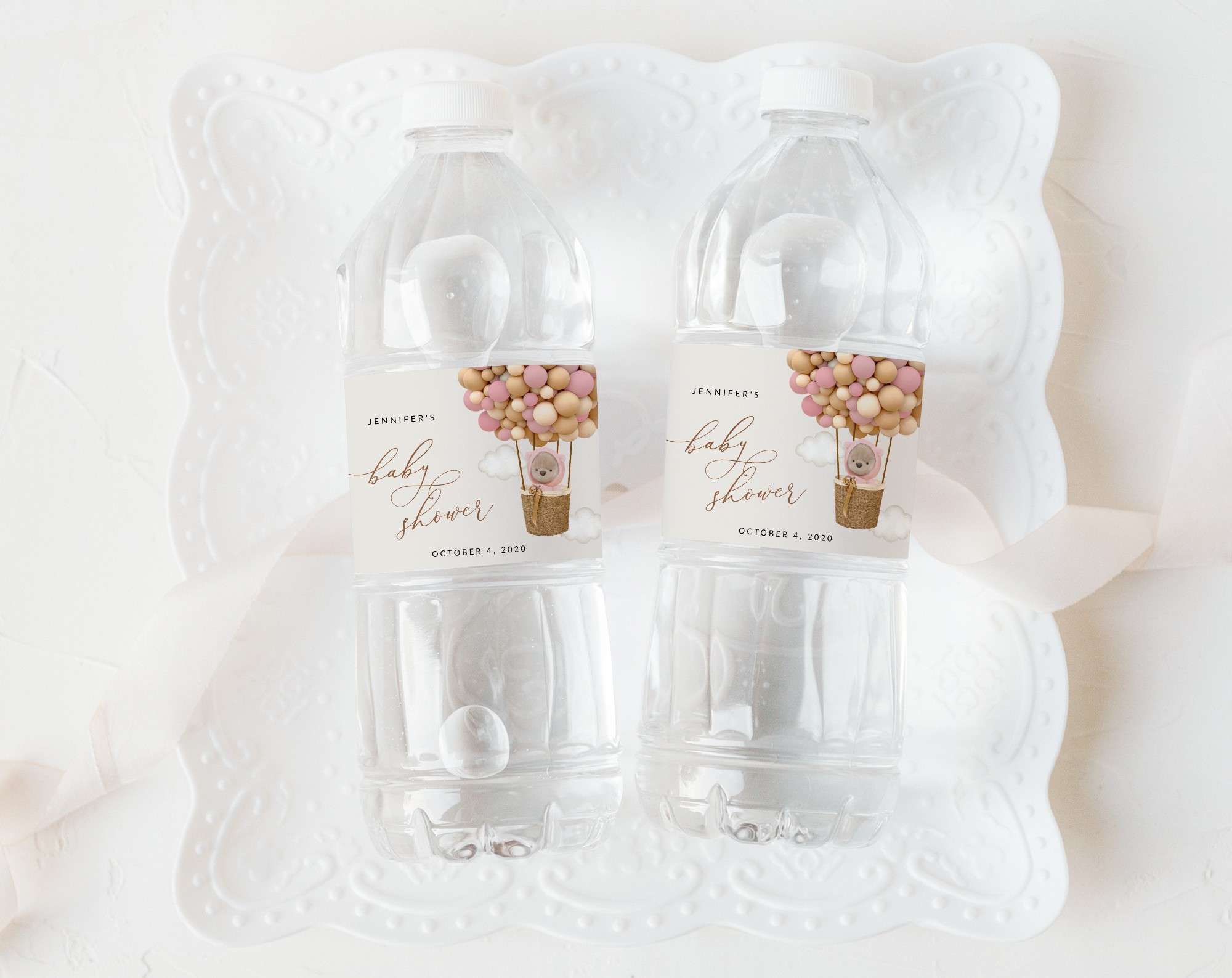 Bear and Pink Balloons Water Bottle Labels, Baby Shower Decoration, Girl Baby Shower, Printable File, Edit Yourself, SH51 Bear and Pink Balloons Water Bottle Labels, Baby Shower Decoration, Girl Baby Shower, Printable File, Edit Yourself, SH51