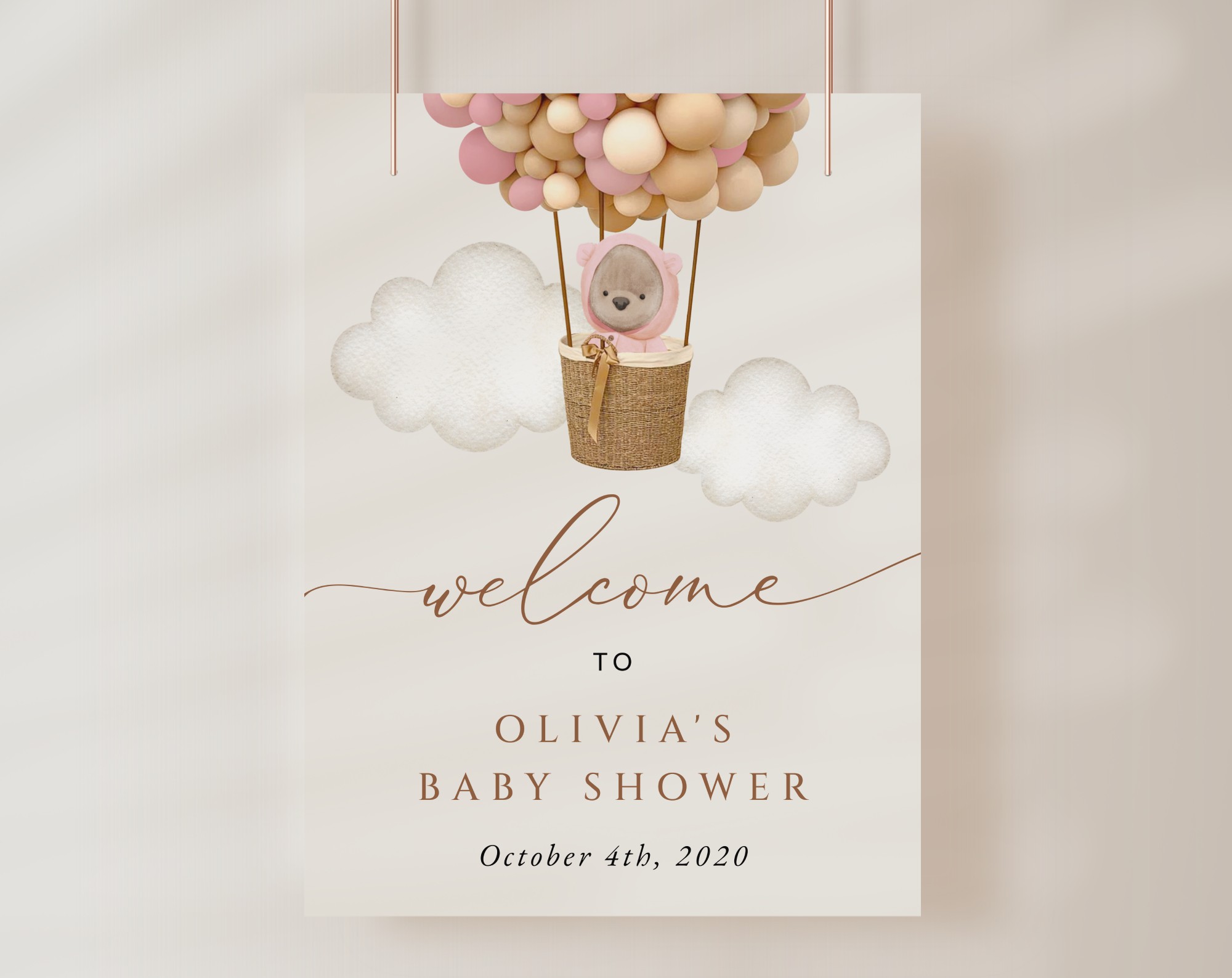 Bear and Pink Balloons Welcome Sign, Baby Shower Sign, Girl Baby Shower, Printable File, Edit Yourself, SH51 Bear and Pink Balloons Welcome Sign, Baby Shower Sign, Girl Baby Shower, Printable File, Edit Yourself, SH51