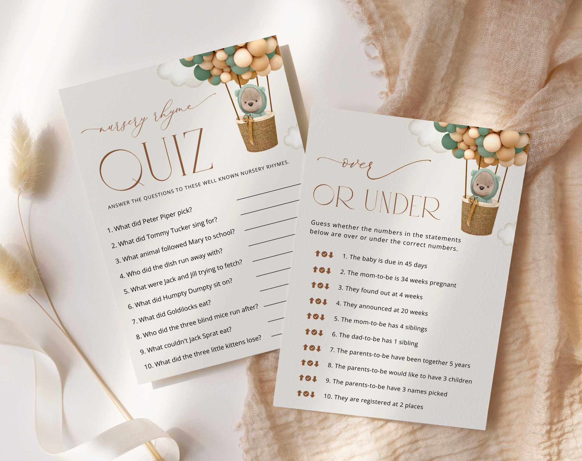 Bear and Green Balloons Baby Shower Games Bundle, Set of 35 Games, Gender Neutral Baby Shower, Printable File, Edit Yourself, SH52 Bear and Green Balloons Baby Shower Games Bundle, Set of 35 Games, Gender Neutral Baby Shower, Printable File, Edit Yourself, SH52