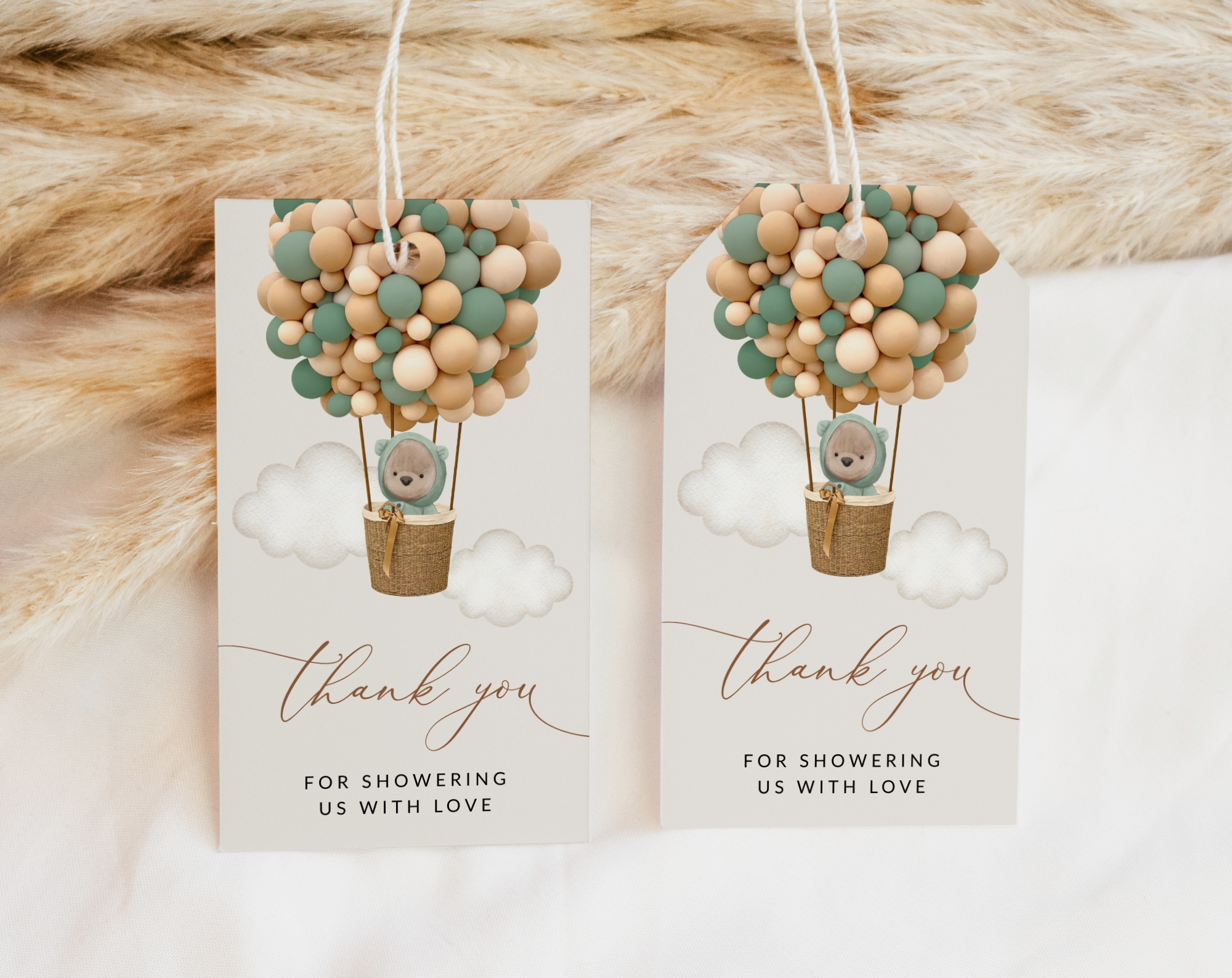 Bear and Green Balloons Favor Tags, Gift Tags, Gender Neutral Baby Shower, Printable File, Edit Yourself, SH52 Bear and Green Balloons Favor Tags, Gift Tags, Gender Neutral Baby Shower, Printable File, Edit Yourself, SH52