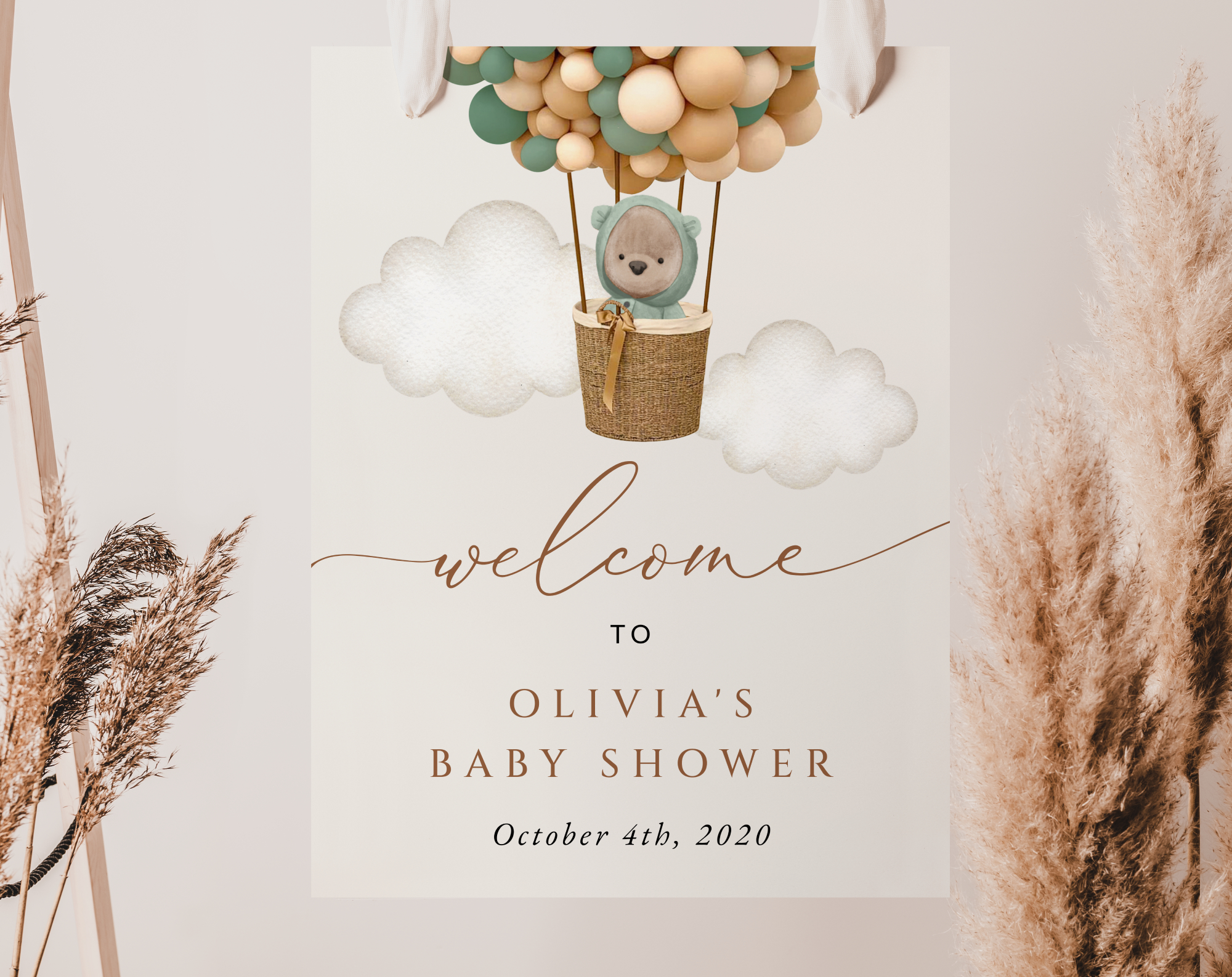 Bear and Green Balloons Welcome Sign, Baby Shower Sign, Gender Neutral Baby Shower, Printable File, Edit Yourself, SH52 Bear and Green Balloons Welcome Sign, Baby Shower Sign, Gender Neutral Baby Shower, Printable File, Edit Yourself, SH52