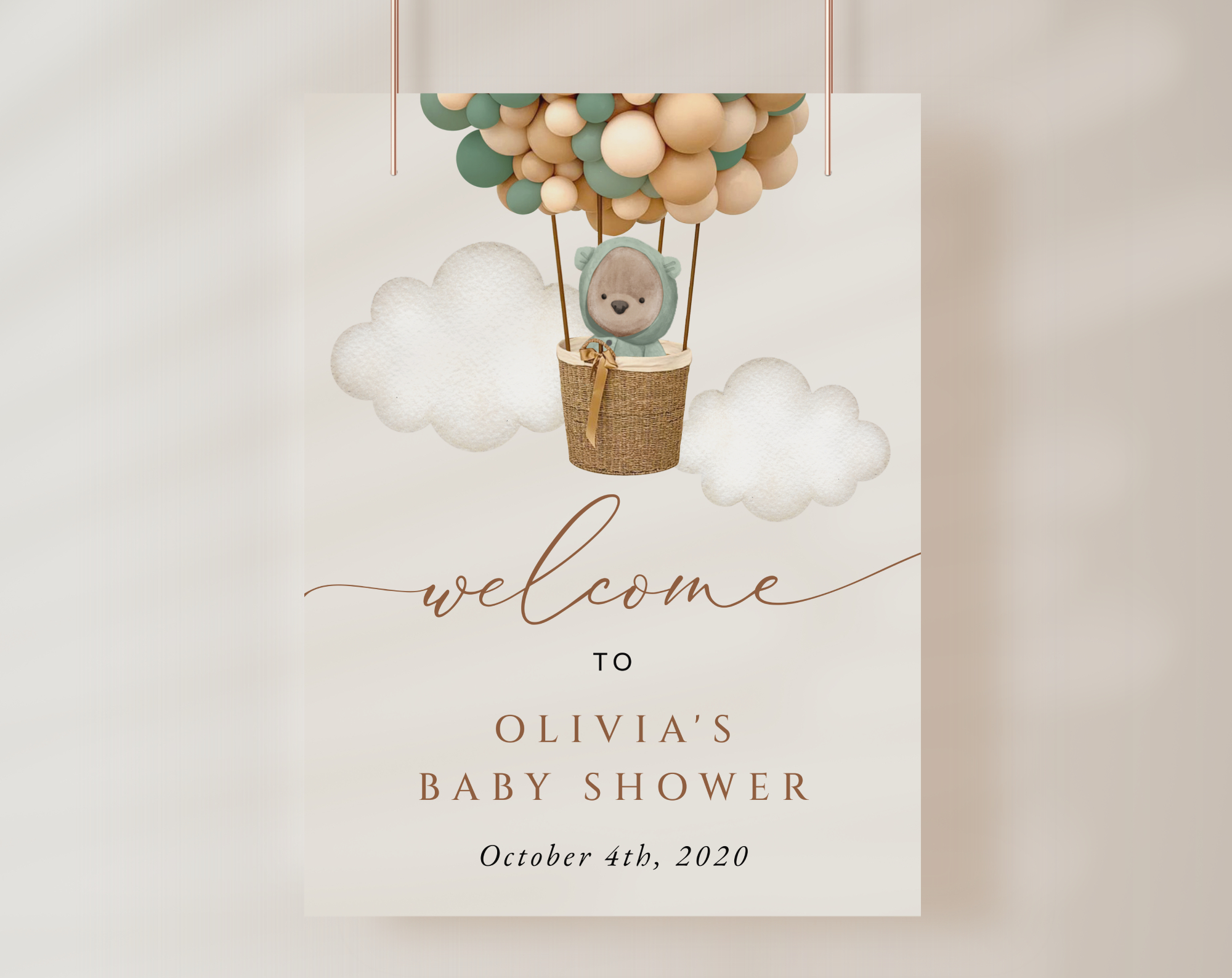 Bear and Green Balloons Welcome Sign, Baby Shower Sign, Gender Neutral Baby Shower, Printable File, Edit Yourself, SH52 Bear and Green Balloons Welcome Sign, Baby Shower Sign, Gender Neutral Baby Shower, Printable File, Edit Yourself, SH52
