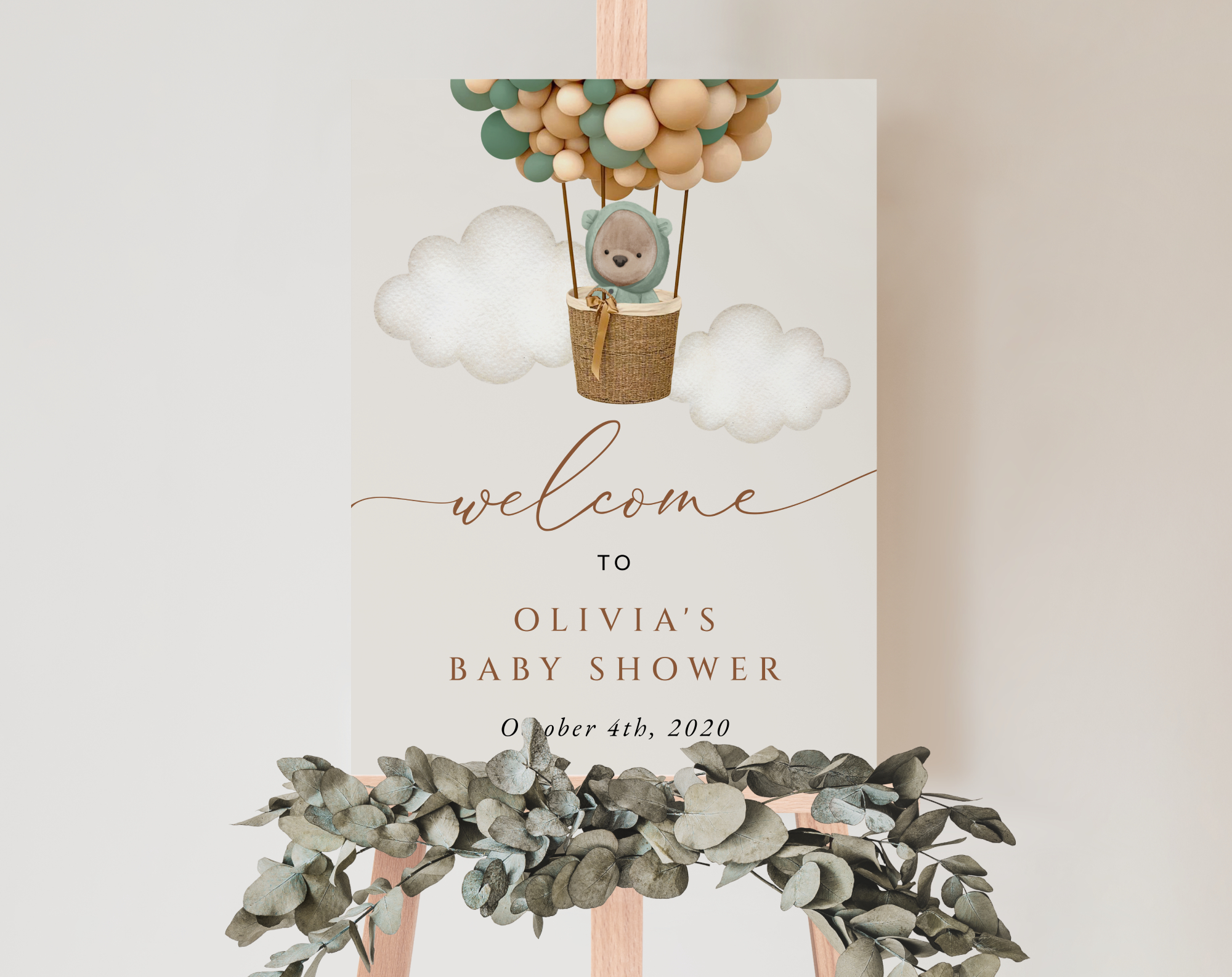 Bear and Green Balloons Welcome Sign, Baby Shower Sign, Gender Neutral Baby Shower, Printable File, Edit Yourself, SH52 Bear and Green Balloons Welcome Sign, Baby Shower Sign, Gender Neutral Baby Shower, Printable File, Edit Yourself, SH52