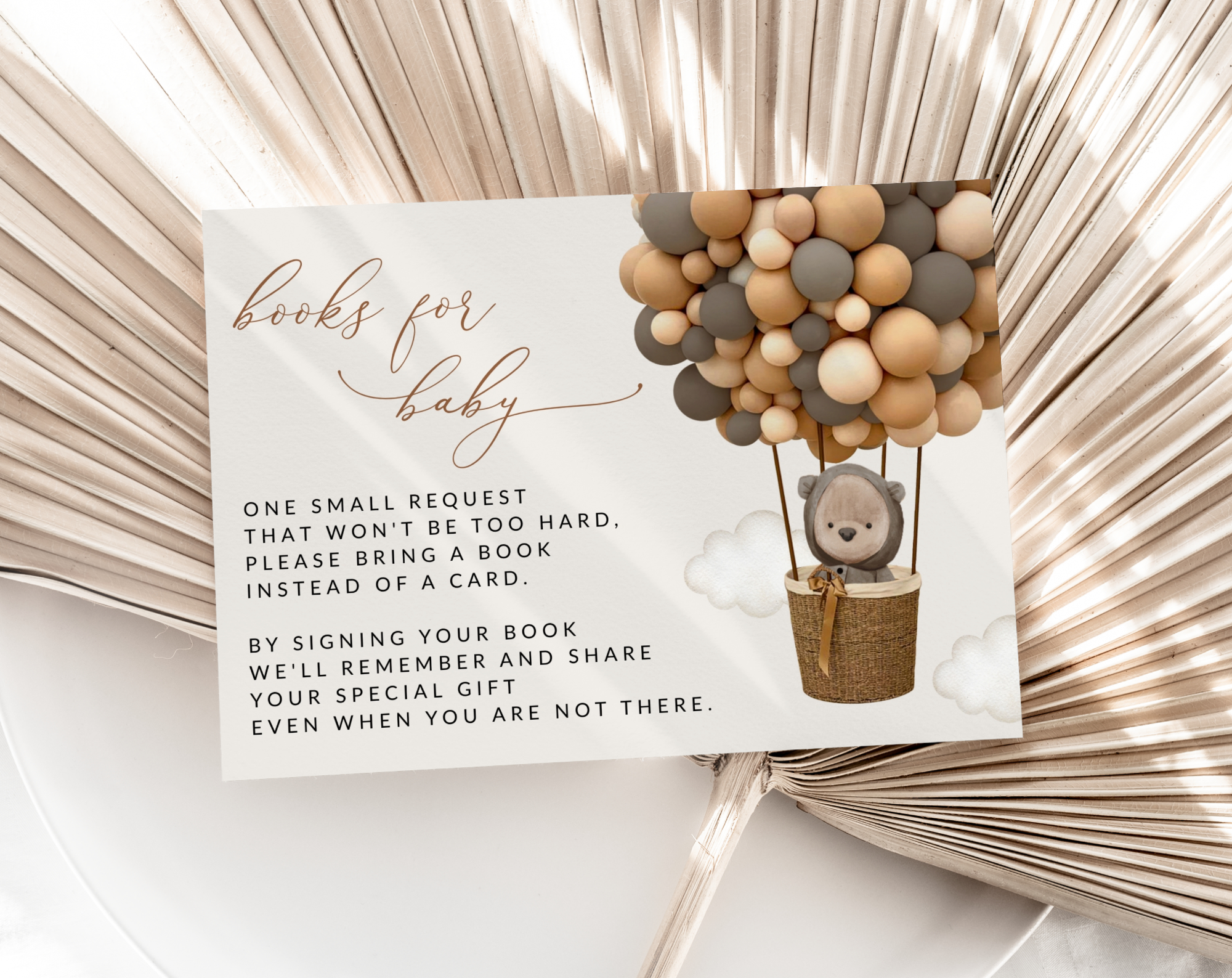 Bear and Brown Balloons Baby Shower Invitation Suite, Gender Neutral Baby Shower, Printable File, Edit Yourself, SH53