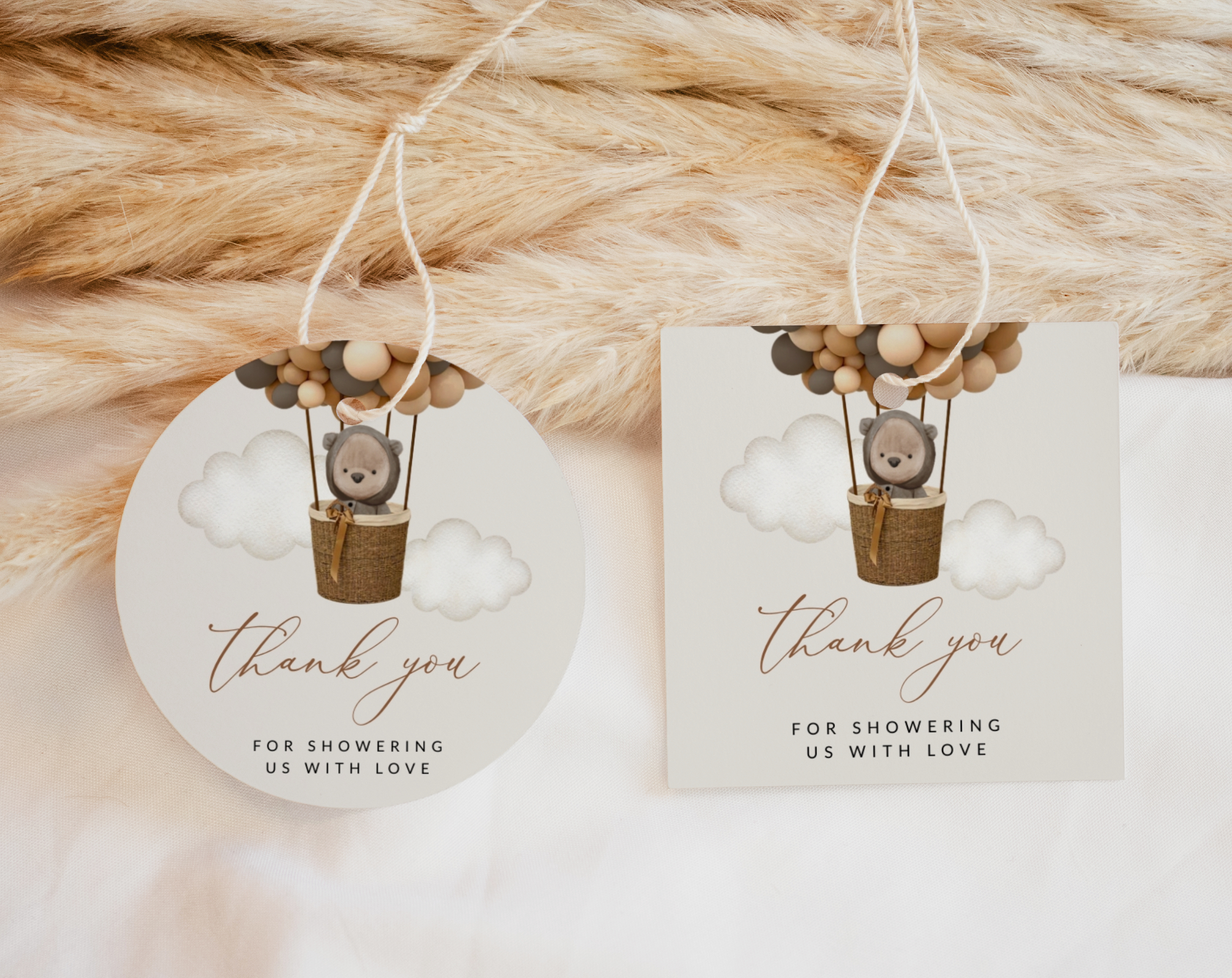 Bear and Brown Balloons Favor Tags, Gift Tags, Gender Neutral Baby Shower, Printable File, Edit Yourself, SH53 Bear and Brown Balloons Favor Tags, Gift Tags, Gender Neutral Baby Shower, Printable File, Edit Yourself, SH53