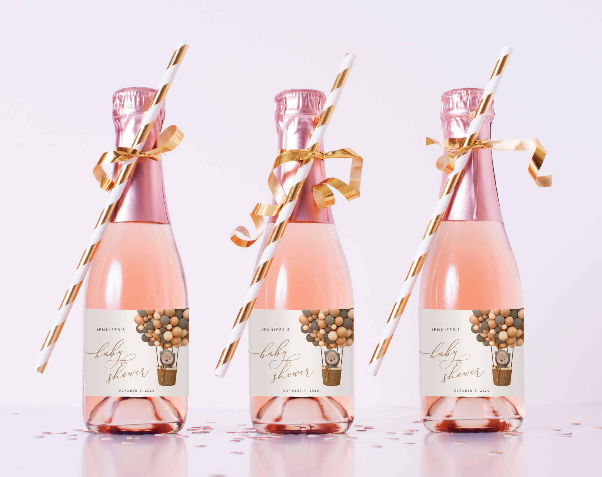 Bear and Brown Balloons Mini Champagne Labels, Gender Neutral Baby Shower, Printable File, Edit Yourself, SH53 Bear and Brown Balloons Mini Champagne Labels, Gender Neutral Baby Shower, Printable File, Edit Yourself, SH53