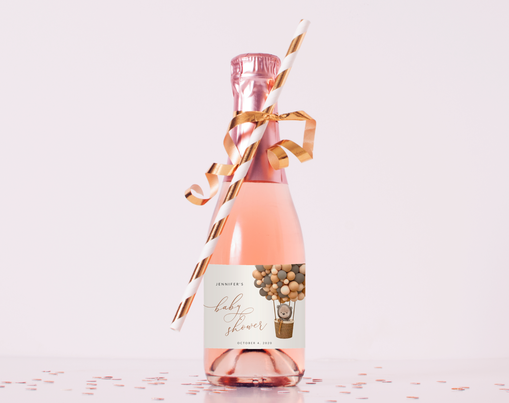 Bear and Brown Balloons Mini Champagne Labels, Gender Neutral Baby Shower, Printable File, Edit Yourself, SH53 Bear and Brown Balloons Mini Champagne Labels, Gender Neutral Baby Shower, Printable File, Edit Yourself, SH53