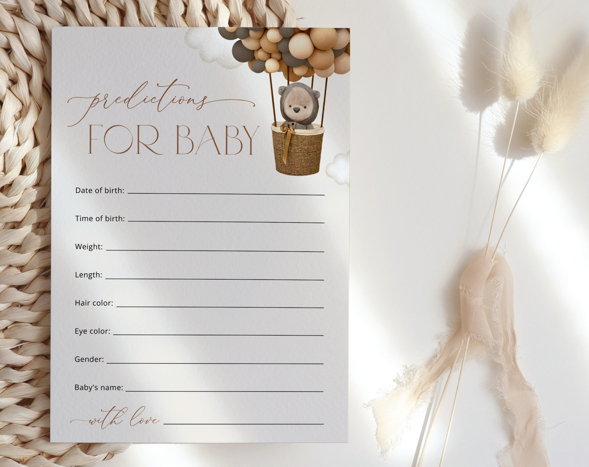 Bear and Brown Balloons Baby Shower Games, Set of 3 Games, Advice Predictions Wishes, Gender Neutral Baby Shower, Printable File, Edit Yourself, SH53 Bear and Brown Balloons Baby Shower Games, Set of 3 Games, Advice Predictions Wishes, Gender Neutral Baby Shower, Printable File, Edit Yourself, SH53