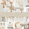 Bear and Beige Balloons Baby Shower Bundle, Gender Neutral Baby Shower, Printable File, Edit Yourself, SH54