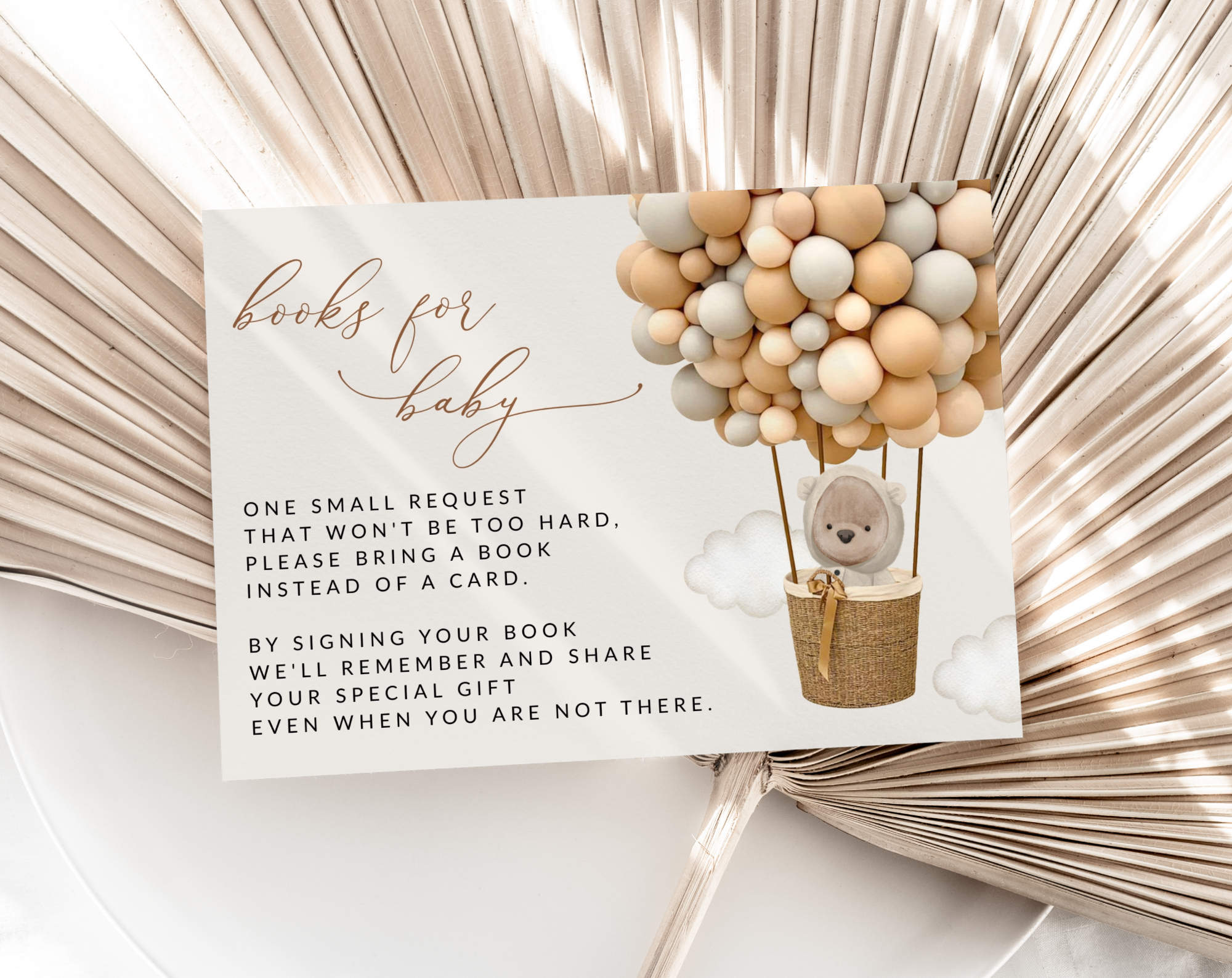 Bear and Beige Balloons Baby Shower Invitation Suite, Gender Neutral Baby Shower, Printable File, Edit Yourself, SH54