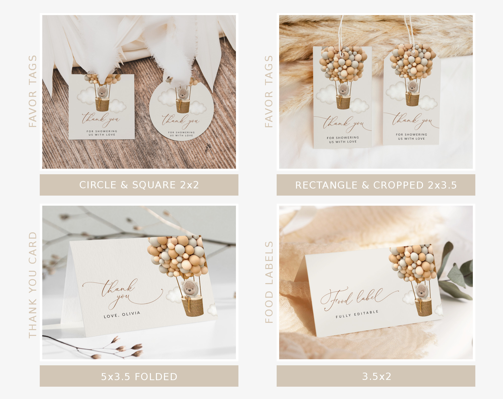 Bear and Beige Balloons Baby Shower Bundle, Gender Neutral Baby Shower, Printable File, Edit Yourself, SH54 Bear and Beige Balloons Baby Shower Bundle, Gender Neutral Baby Shower, Printable File, Edit Yourself, SH54