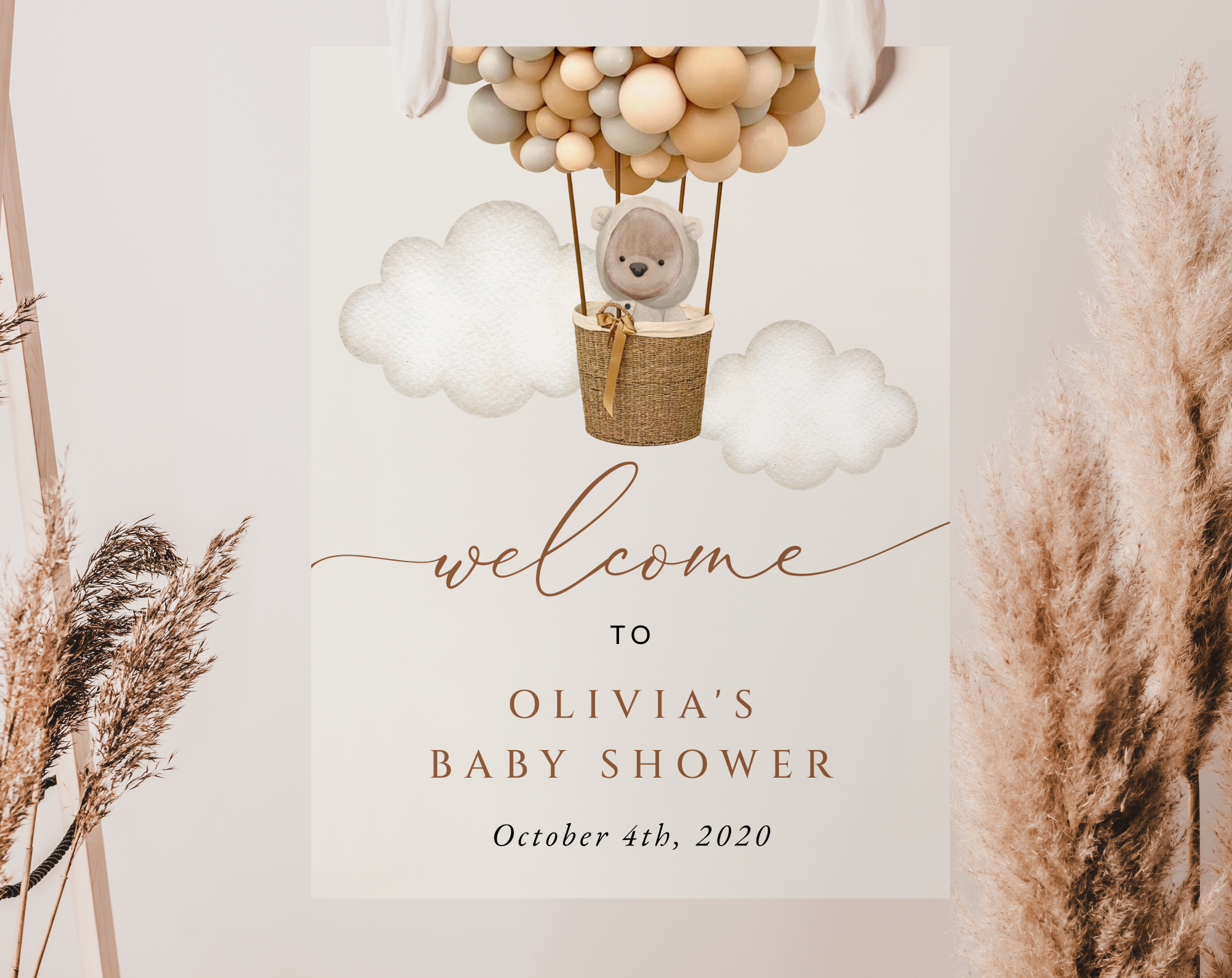Bear and Beige Balloons Welcome Sign, Baby Shower Sign, Gender Neutral Baby Shower, Printable File, Edit Yourself, SH54 Bear and Beige Balloons Welcome Sign, Baby Shower Sign, Gender Neutral Baby Shower, Printable File, Edit Yourself, SH54