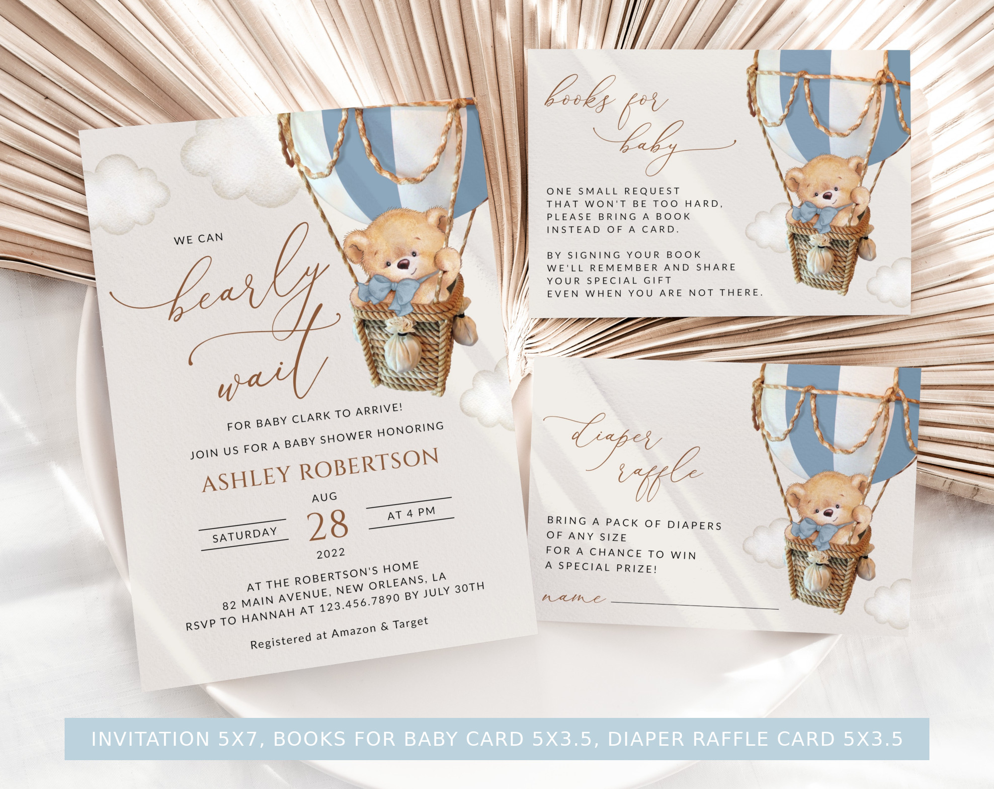 Bear in Blue Balloon Baby Shower Bundle, Boy Baby Shower, Printable File, Edit Yourself, SH55 Bear in Blue Balloon Baby Shower Bundle, Boy Baby Shower, Printable File, Edit Yourself, SH55