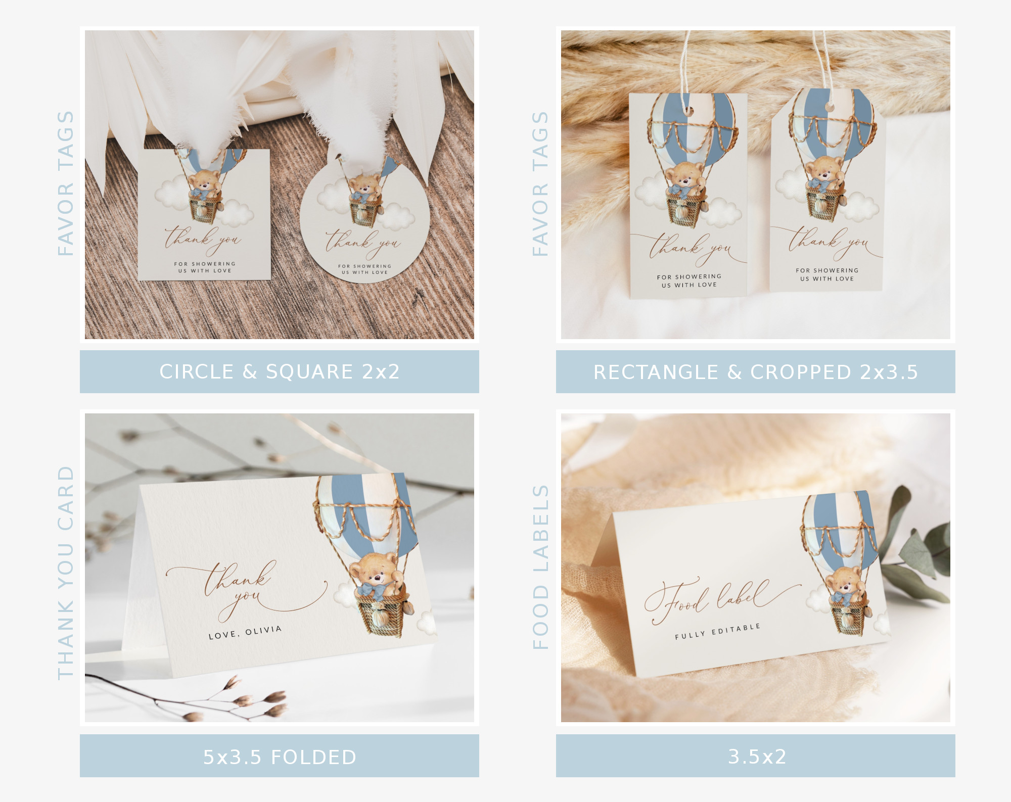 Bear in Blue Balloon Baby Shower Bundle, Boy Baby Shower, Printable File, Edit Yourself, SH55 Bear in Blue Balloon Baby Shower Bundle, Boy Baby Shower, Printable File, Edit Yourself, SH55