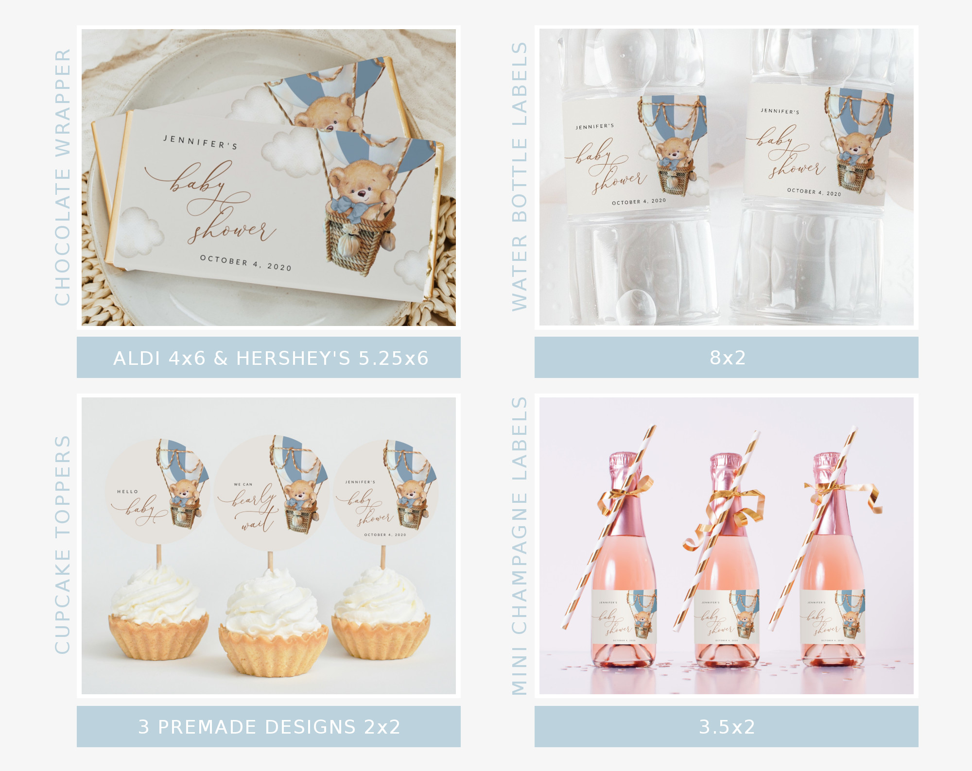 Bear in Blue Balloon Baby Shower Bundle, Boy Baby Shower, Printable File, Edit Yourself, SH55 Bear in Blue Balloon Baby Shower Bundle, Boy Baby Shower, Printable File, Edit Yourself, SH55