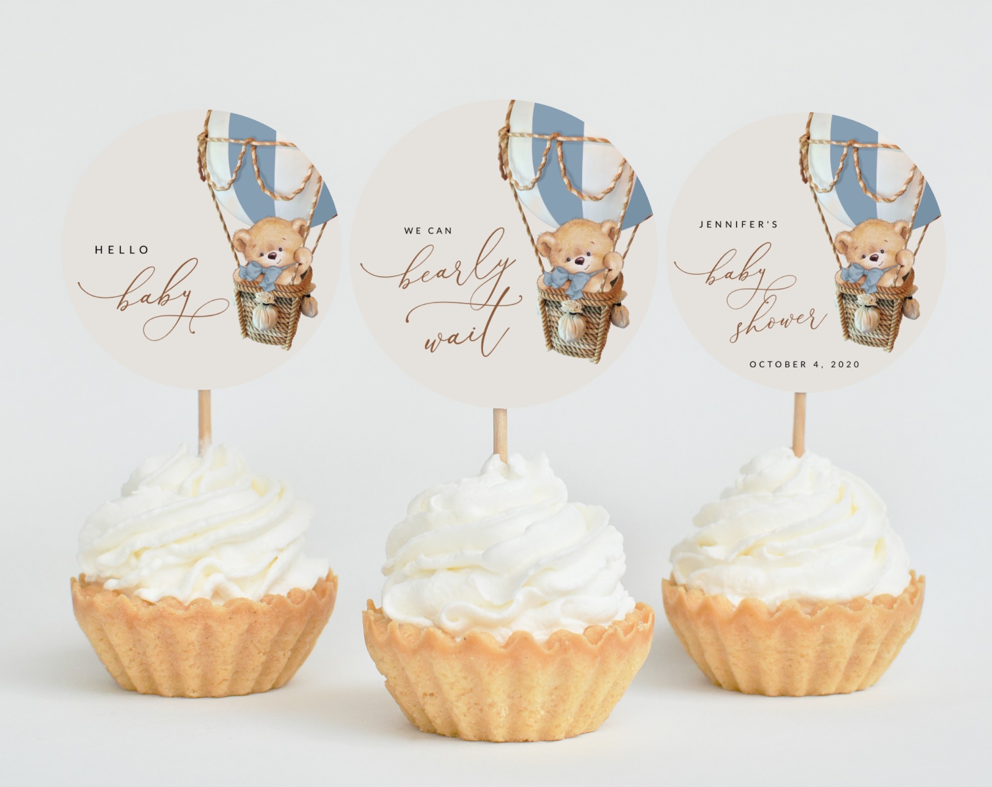 Bear in Blue Balloon Cupcake Toppers, Baby Shower Decoration, Boy Baby Shower, Printable File, Edit Yourself, SH55 Bear in Blue Balloon Cupcake Toppers, Baby Shower Decoration, Boy Baby Shower, Printable File, Edit Yourself, SH55